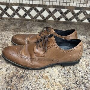 Stacy Adams Shoes Mens Wingtip Oxford 12M Brown Leather Lace Up Dress Shoes